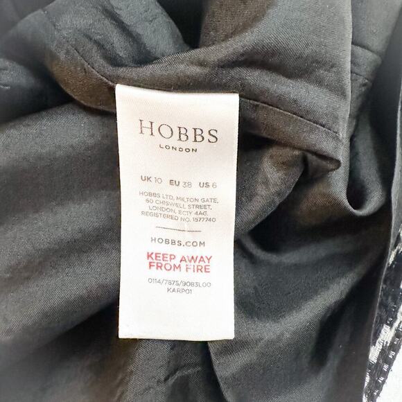 Hobbs London Black White Patterned Pencil Skirt Back Slit Size 6 - Picture 4 of 7